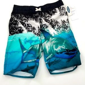 NWT SZ L 10-12 BOYS OLD NAVY SWIM SHORTS SHARK